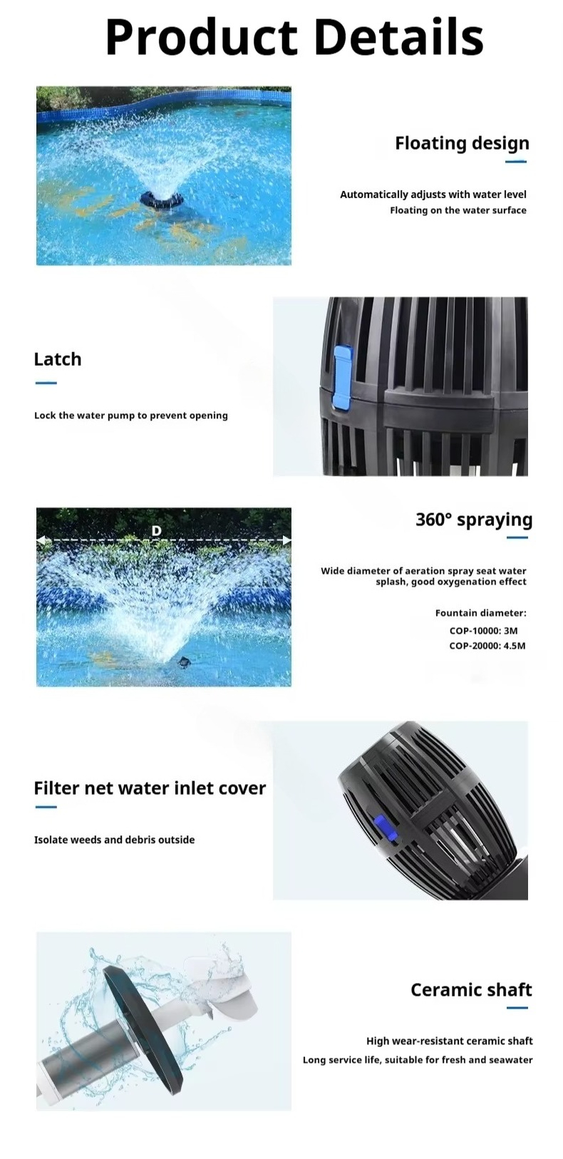10000L/h Floating Fountain Pum - Farm Pond Liner avaliação e preço